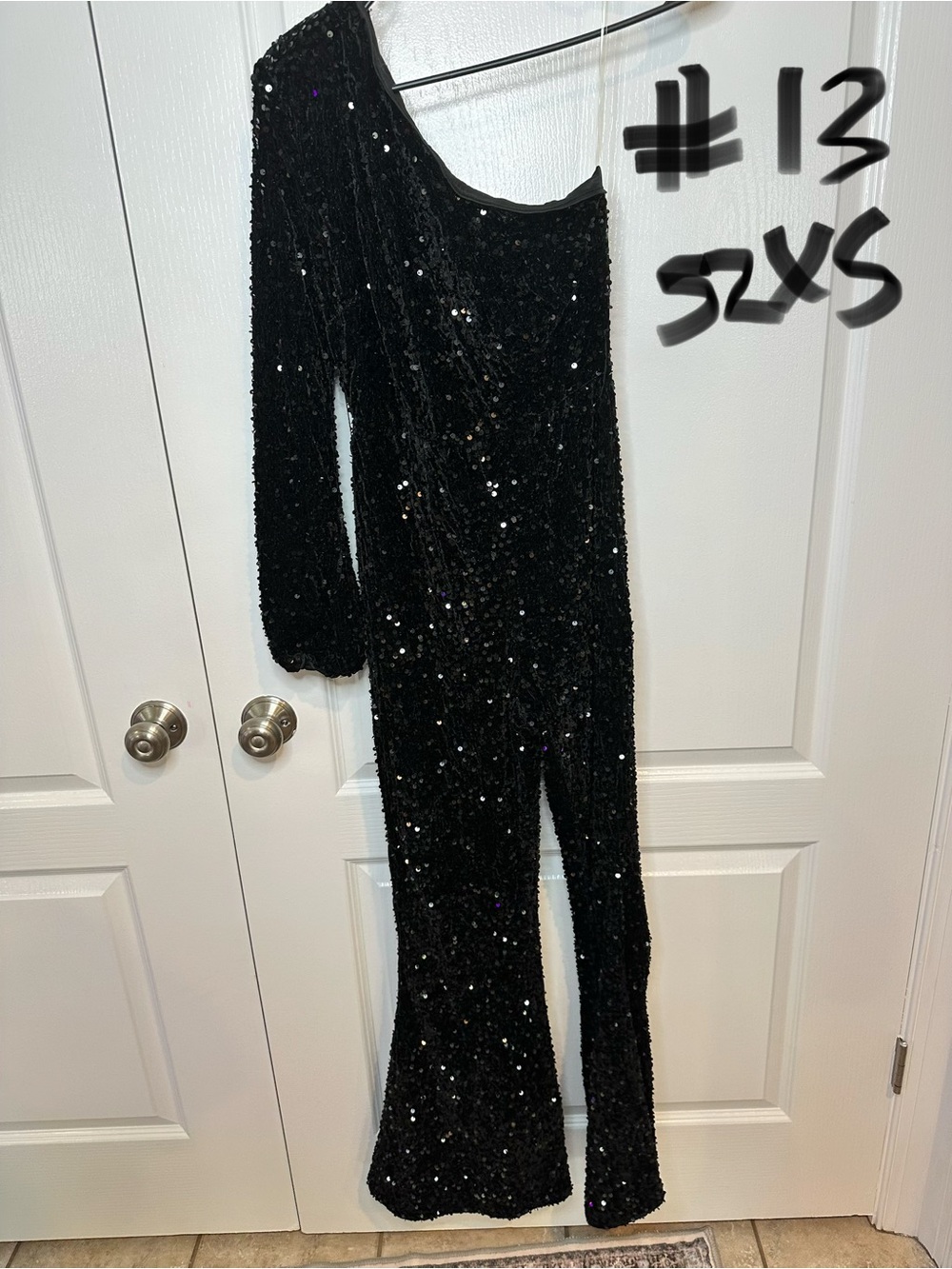 Black Sequin One-Shoulder Jumpsuit